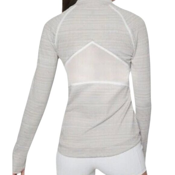 Athleta Elation Full-Zip Powervita Jacket grey ivory Small Yoga Studio - Picture 5 of 13